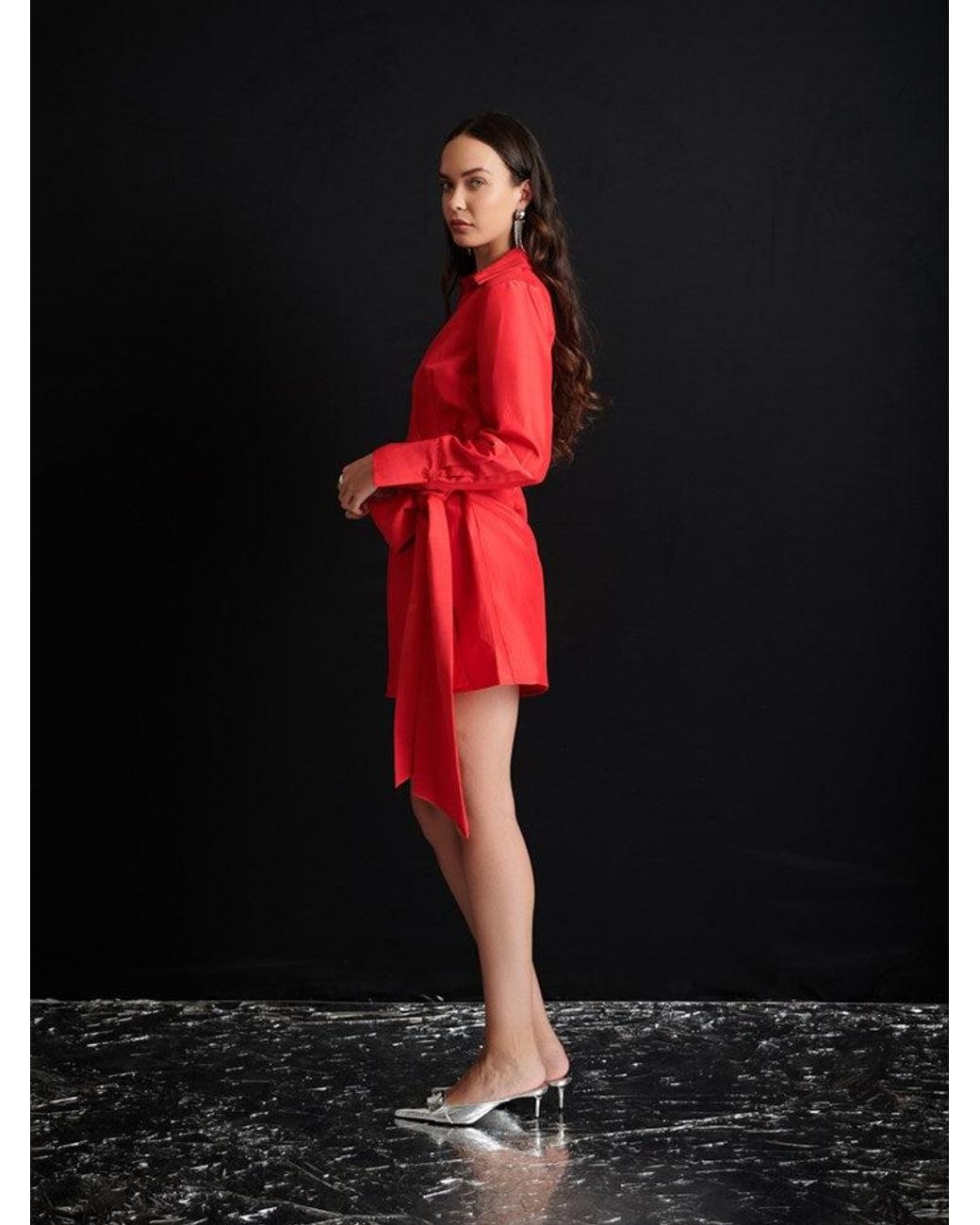 Sister Jane Red Ghospell Otillie Taffeta Mini Dress