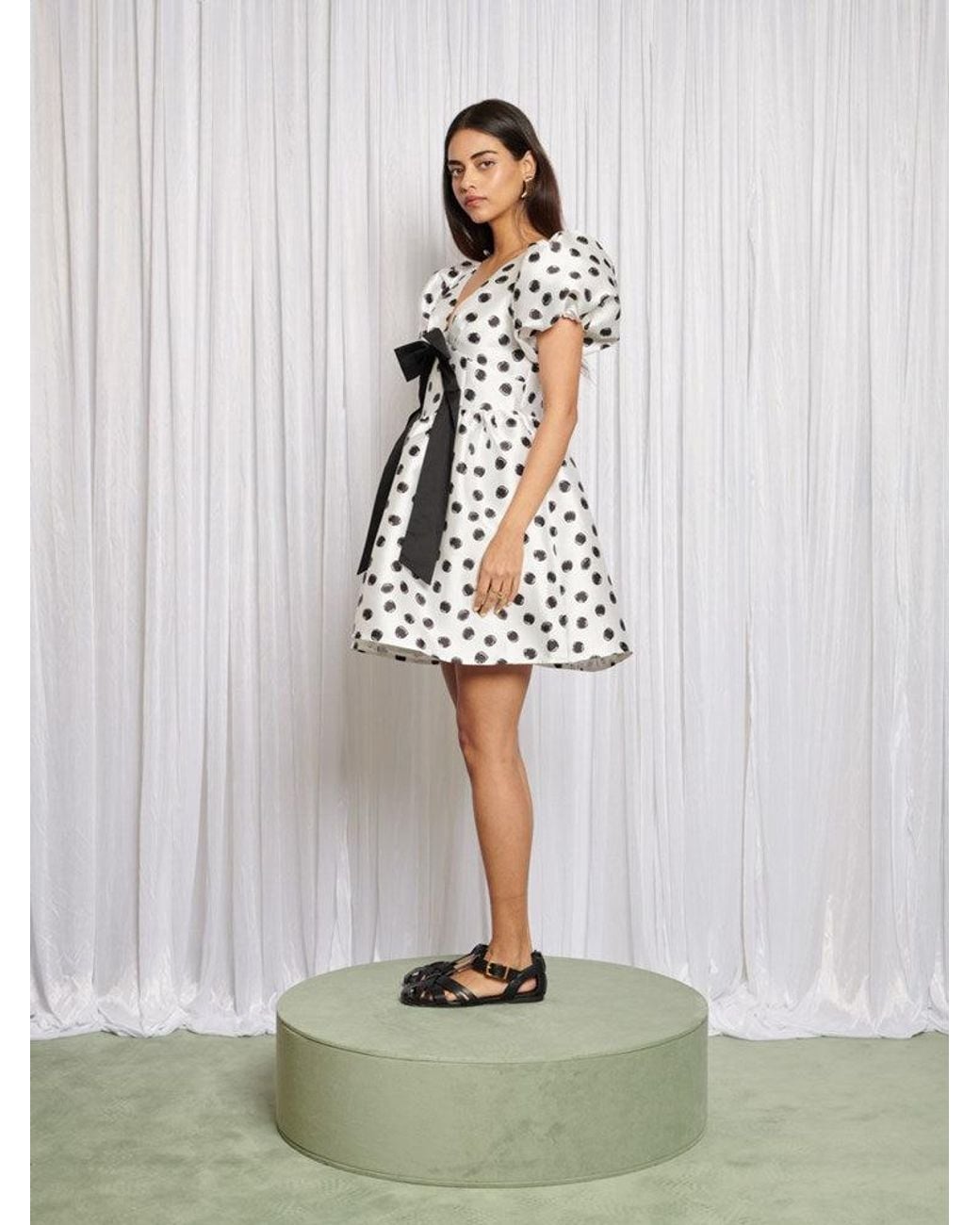 Sister Jane White Memories Spot Bow Mini Dress