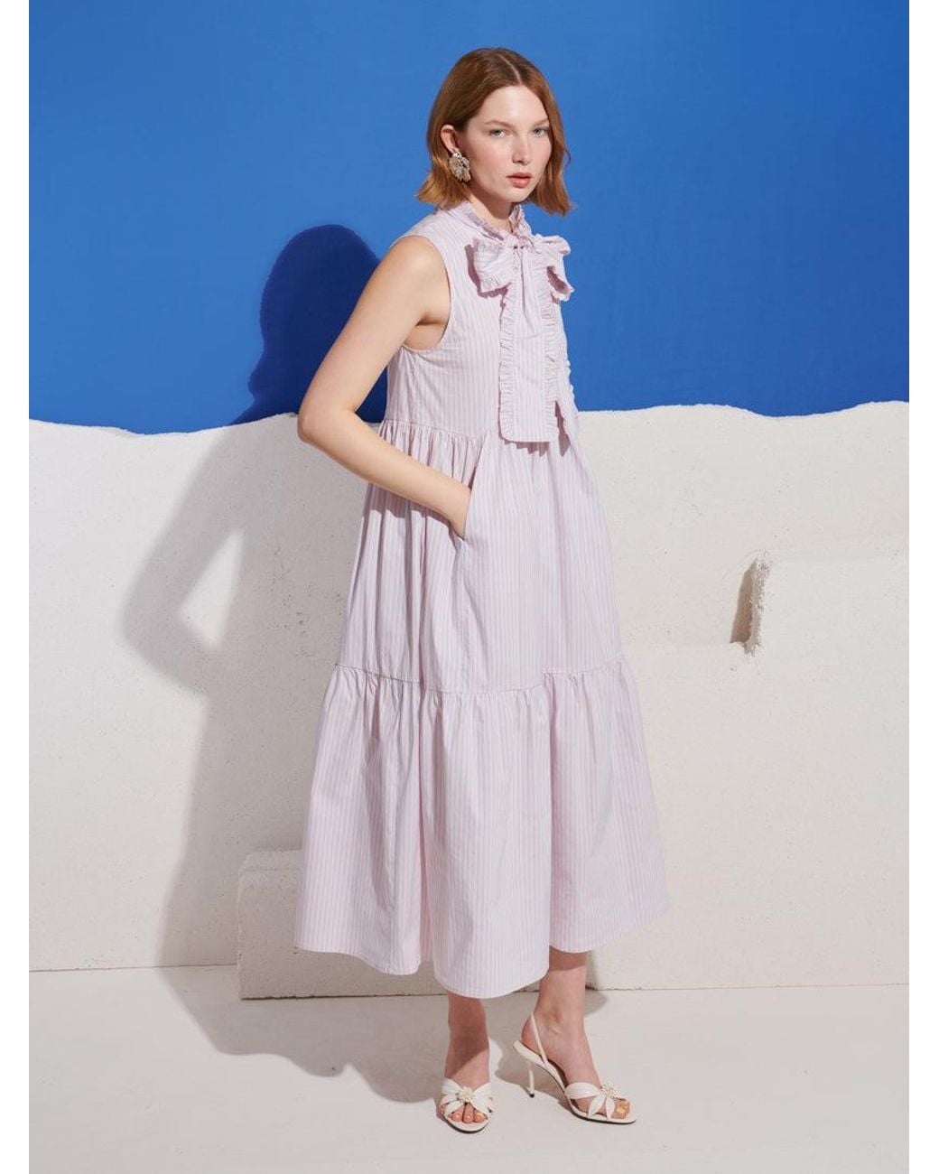 Sister Jane Blue Wave Stripe Bow Maxi Dress