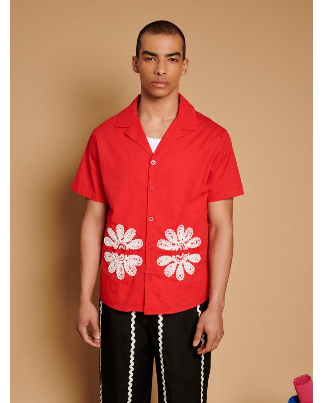 Sister Jane Red Rosario Trimmed Pockets Shirt