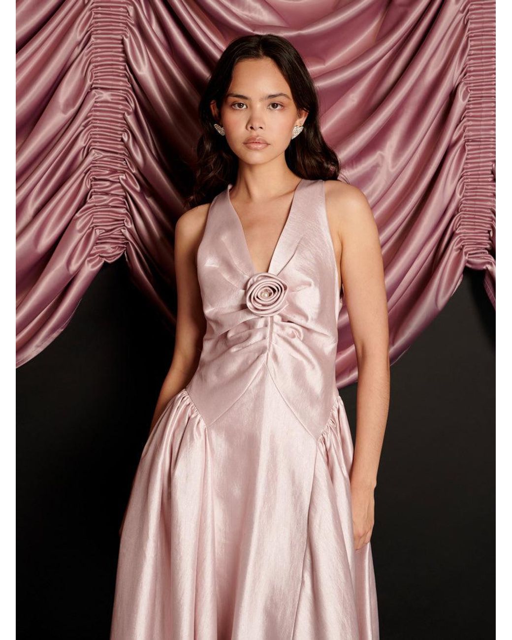 Sister Jane Black Muse Taffeta Midi Dress