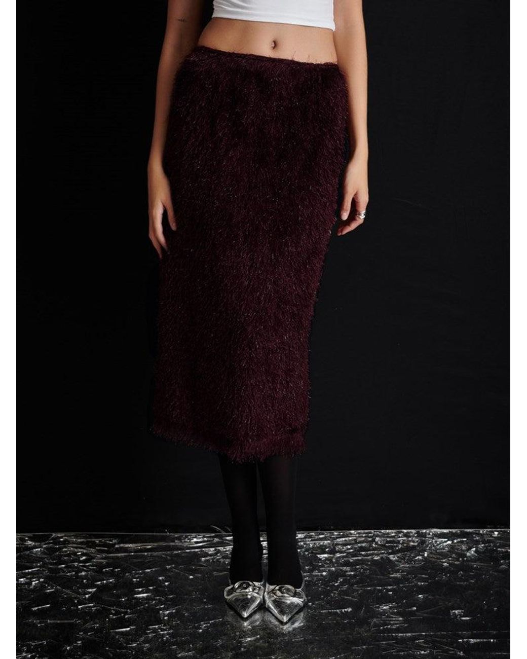 Sister Jane Black Ghospell Dana Textured Midi Skirt