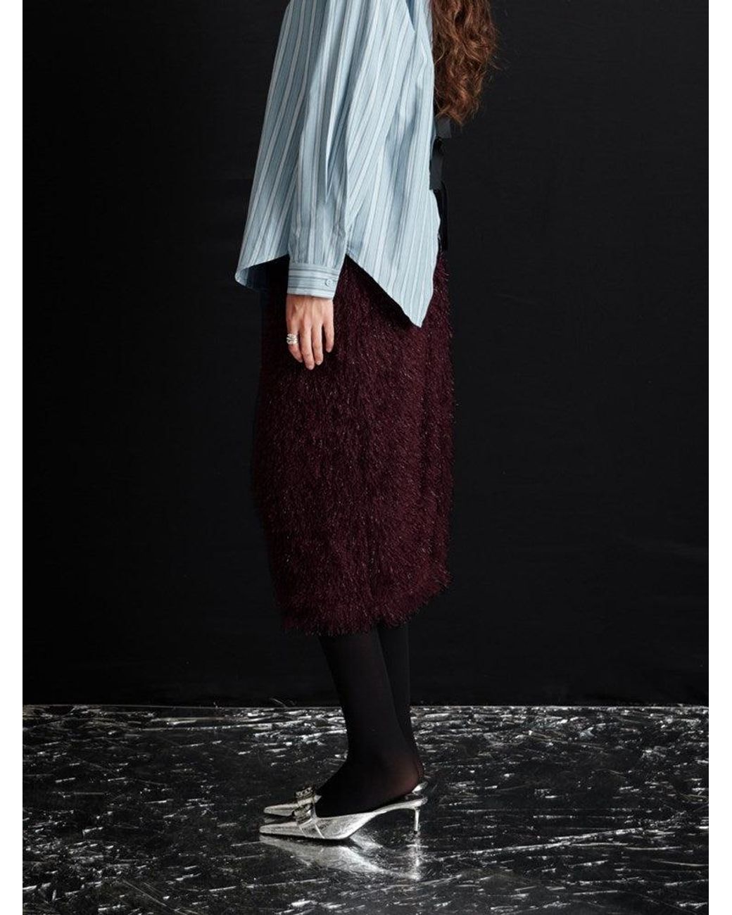 Sister Jane Black Ghospell Dana Textured Midi Skirt