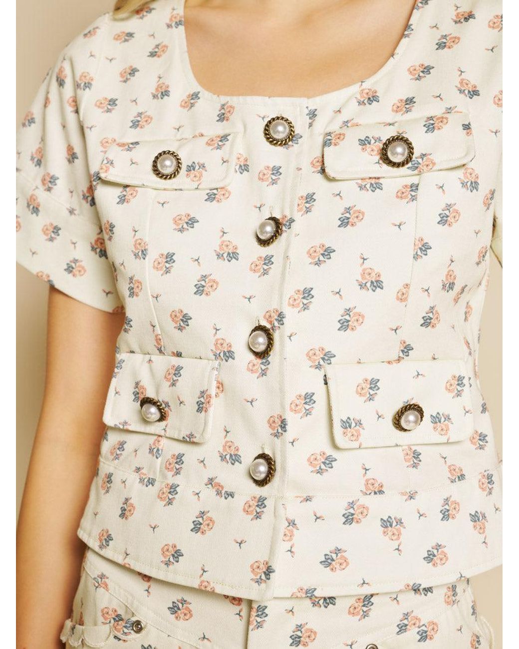 Sister Jane Natural Pêche Ditsy Denim Top