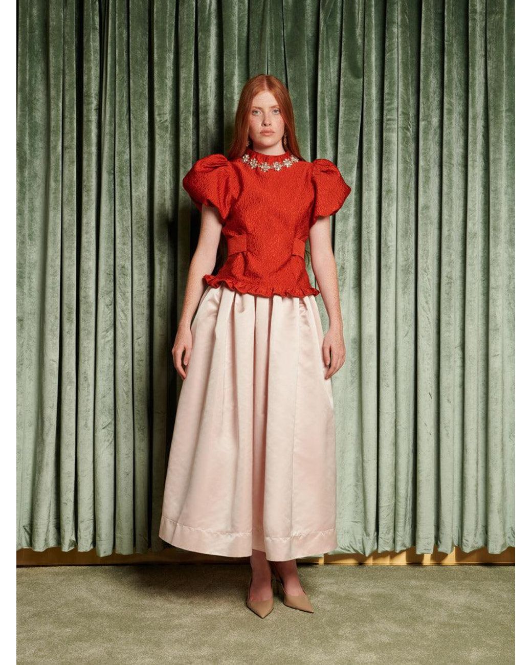 Sister Jane Red Dream Narrative Jacquard Top