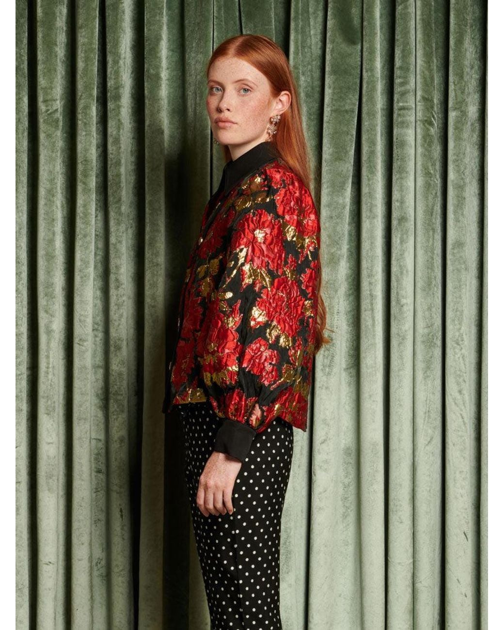 Sister Jane Red Dream Illusions Jacquard Blouse