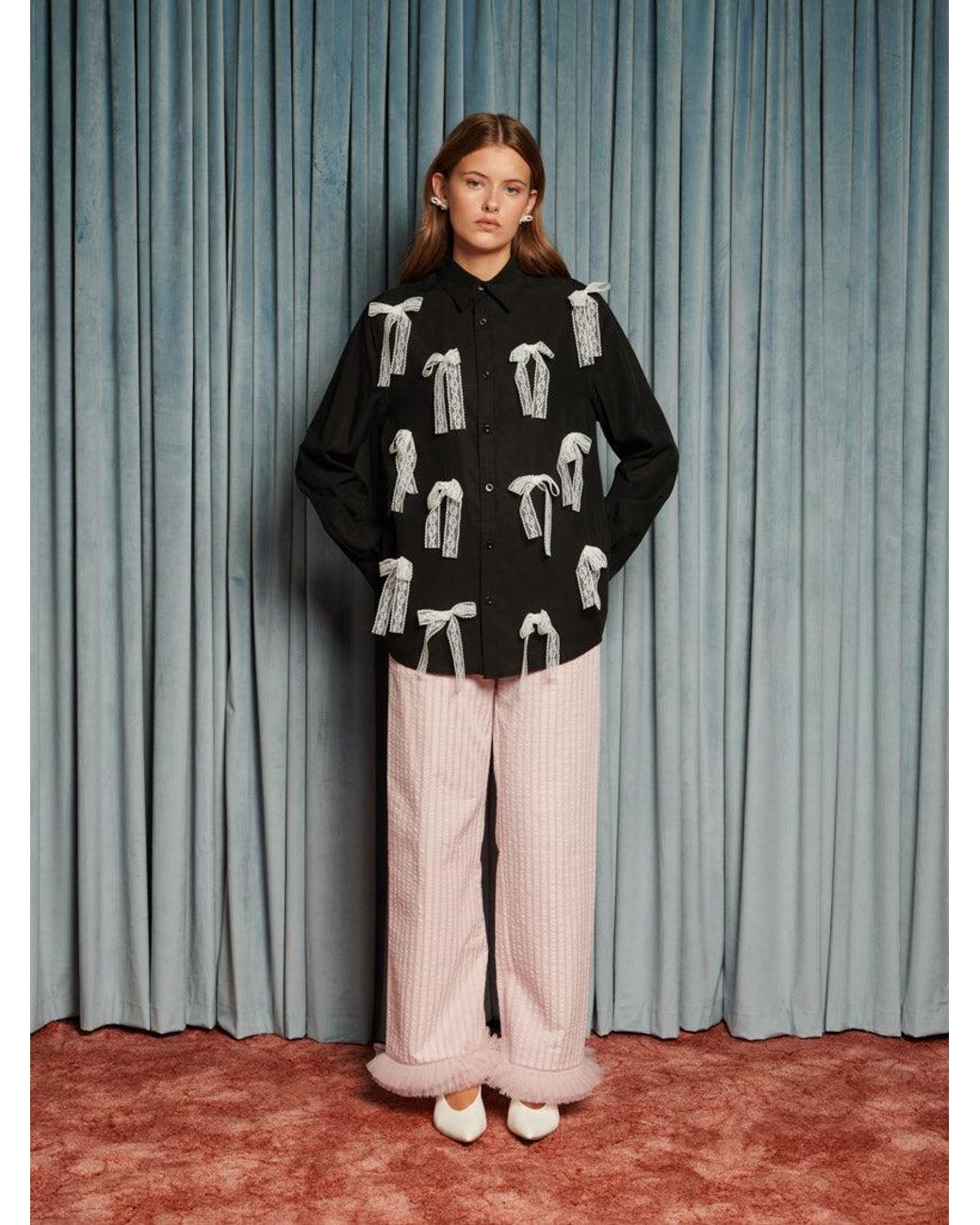 Sister Jane Gray Gibson Lace Bow Shirt
