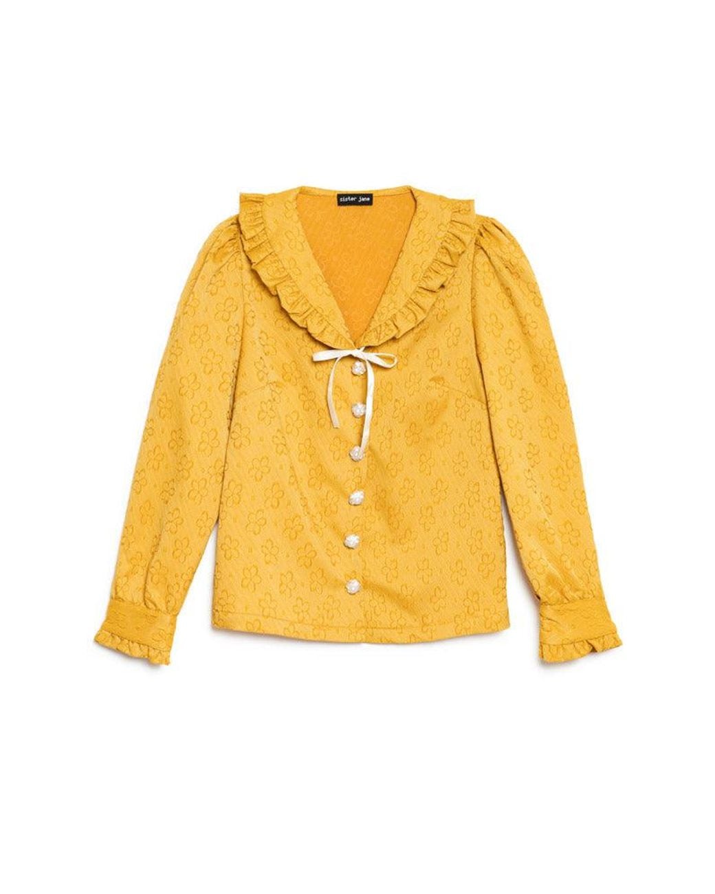 Sister Jane Yellow Jaune Jacquard Top