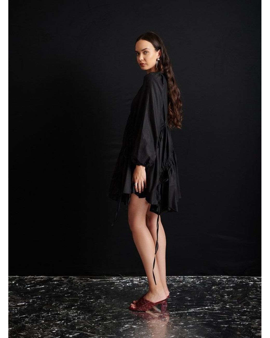 Sister Jane Black Ghospell Noor Ruched Mini Dress