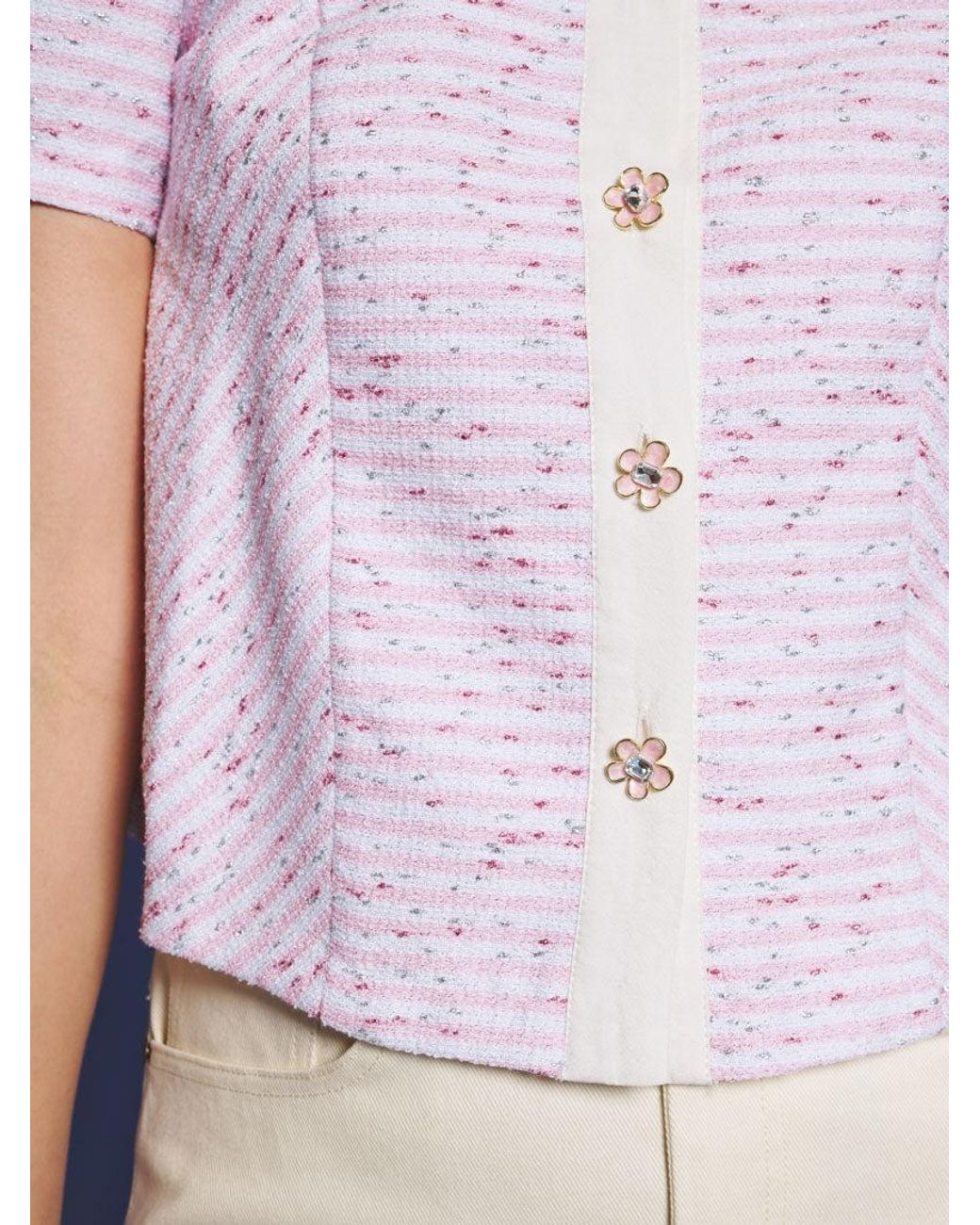 Sister Jane White Glisten Tweed Top