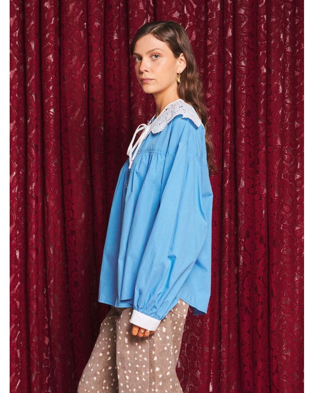 Sister Jane Red Azurite Collar Blouse