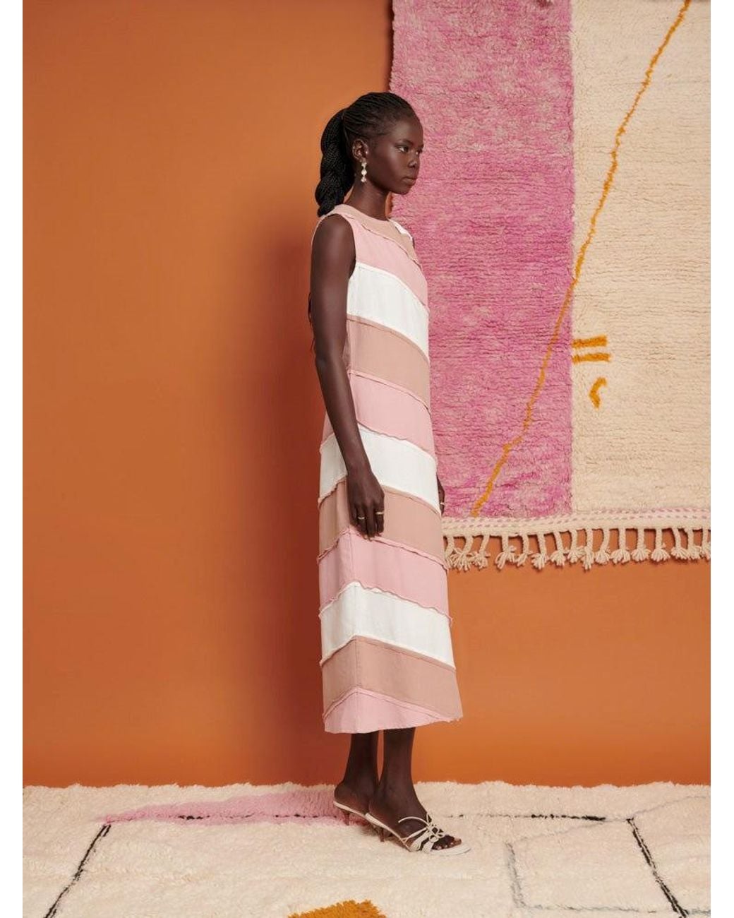Sister Jane Orange Ghospell Bea Striped Midi Dress