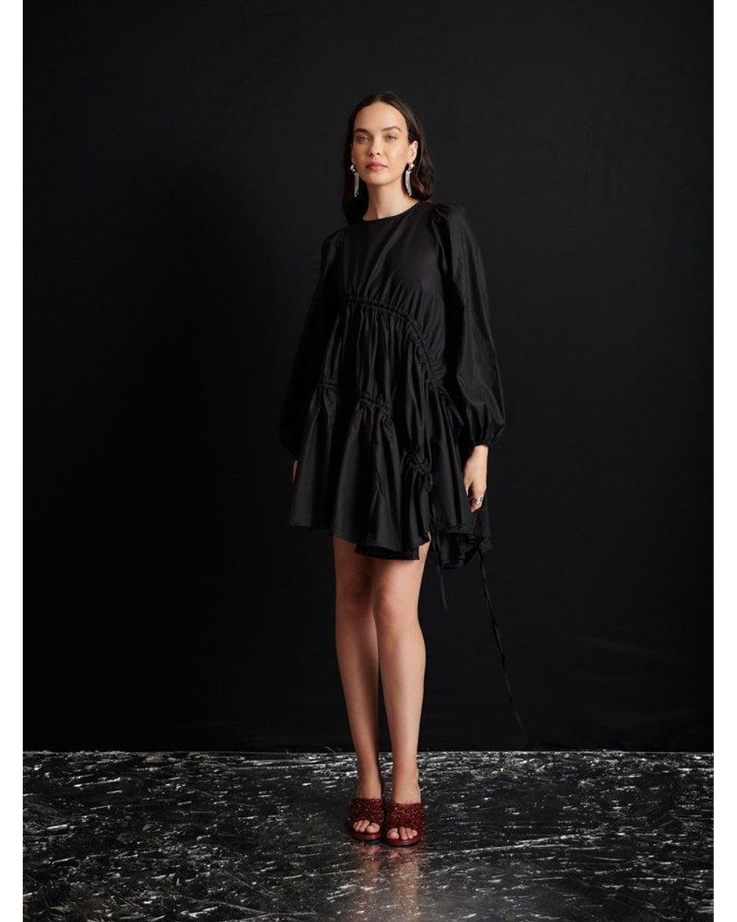 Sister Jane Black Ghospell Noor Ruched Mini Dress