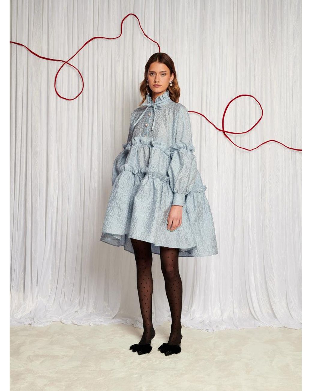 新作 英国発 Sister Jane 限定 DREAM Starling Jacquard Dress Sister Jane Dream Starling Jacquard Midi Dress in Blue | Lyst