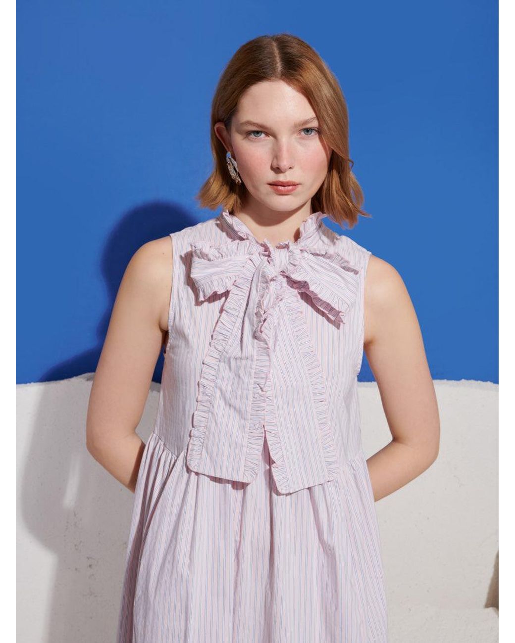 Sister Jane Blue Wave Stripe Bow Maxi Dress
