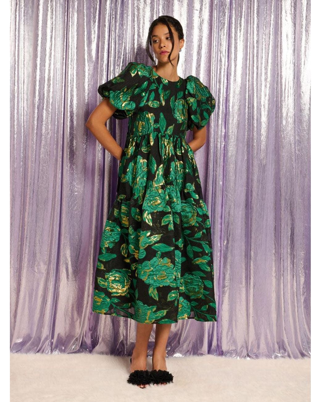 Sister Jane Green Manor Jacquard Midi Dress