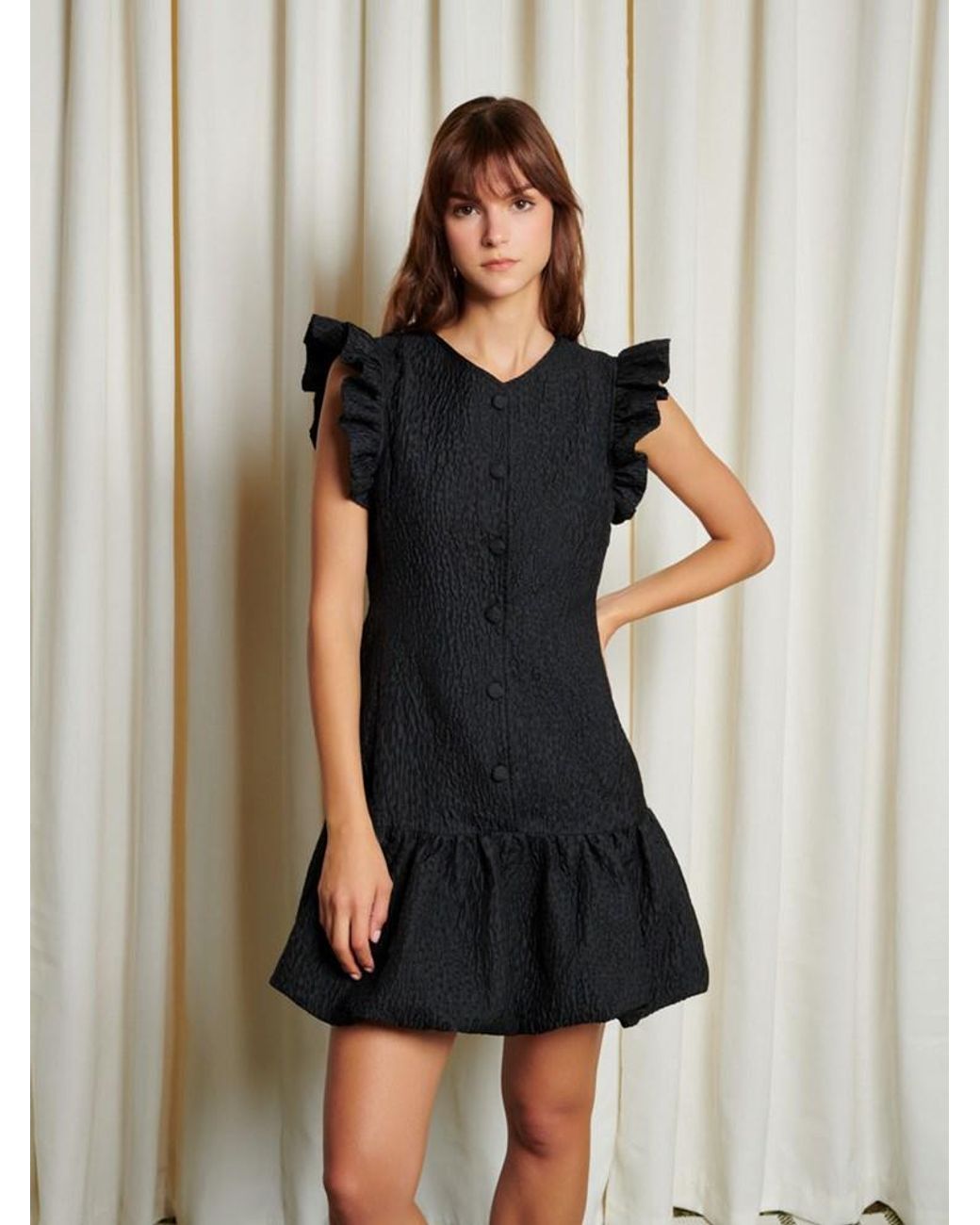 Sister Jane Black Ghospell Blair Jacquard Mini Dress