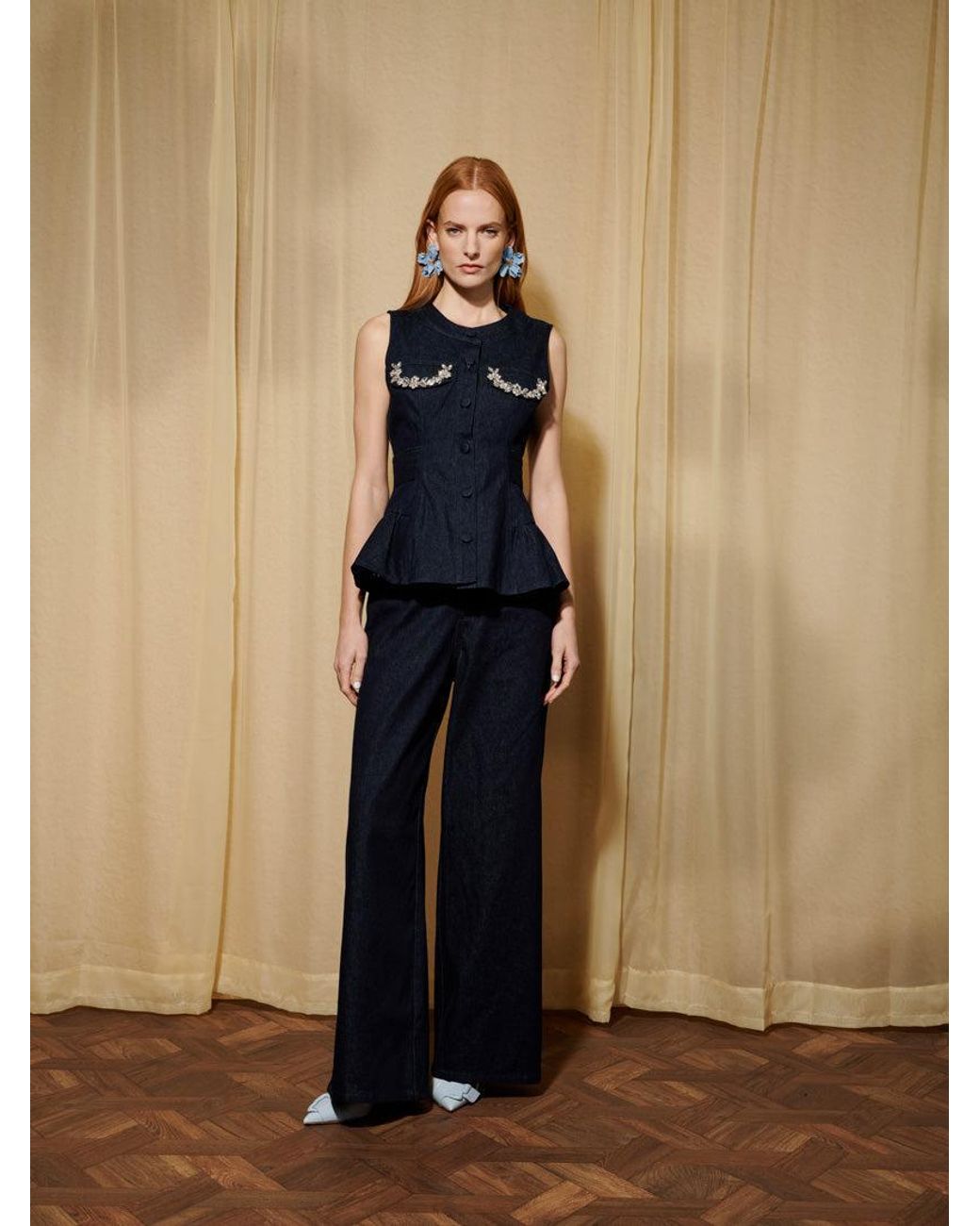 Sister Jane Blue Dream Brightside Denim Embellished Top