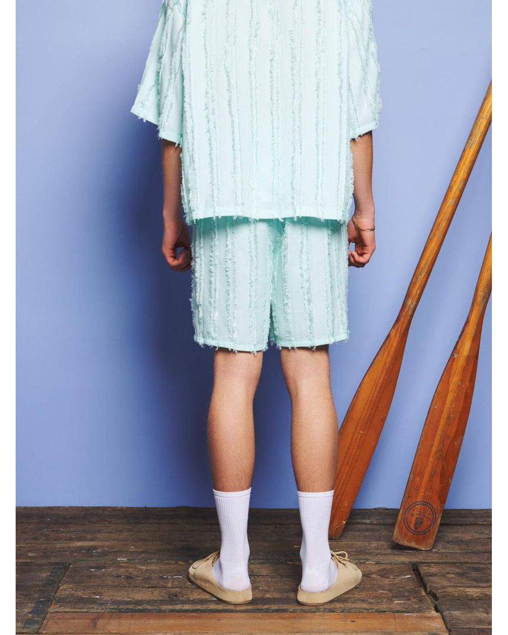 Sister Jane Blue Davy Frayed Bermuda Shorts