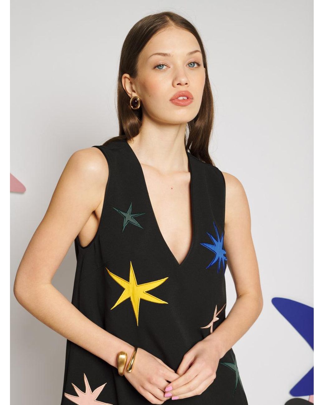 Sister Jane Black Rayon Applique Mini Dress