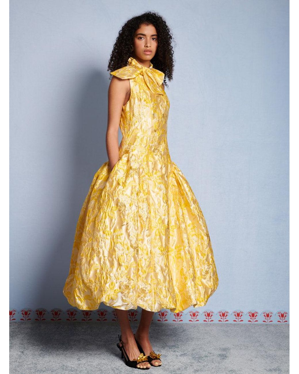sister jane gold dress Dream Ochre Jacquard Midi autopostr_pinterest_71312