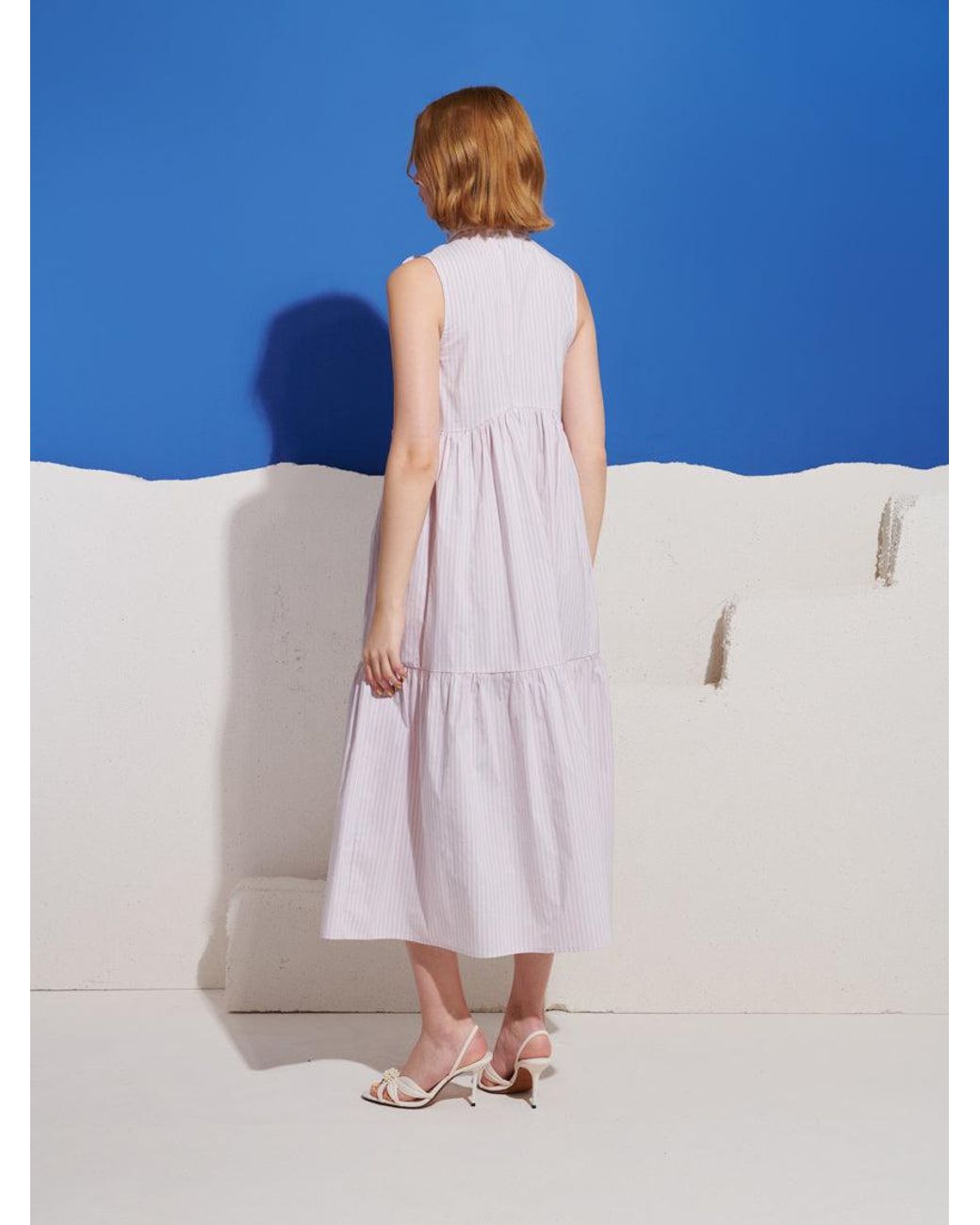 Sister Jane Blue Wave Stripe Bow Maxi Dress