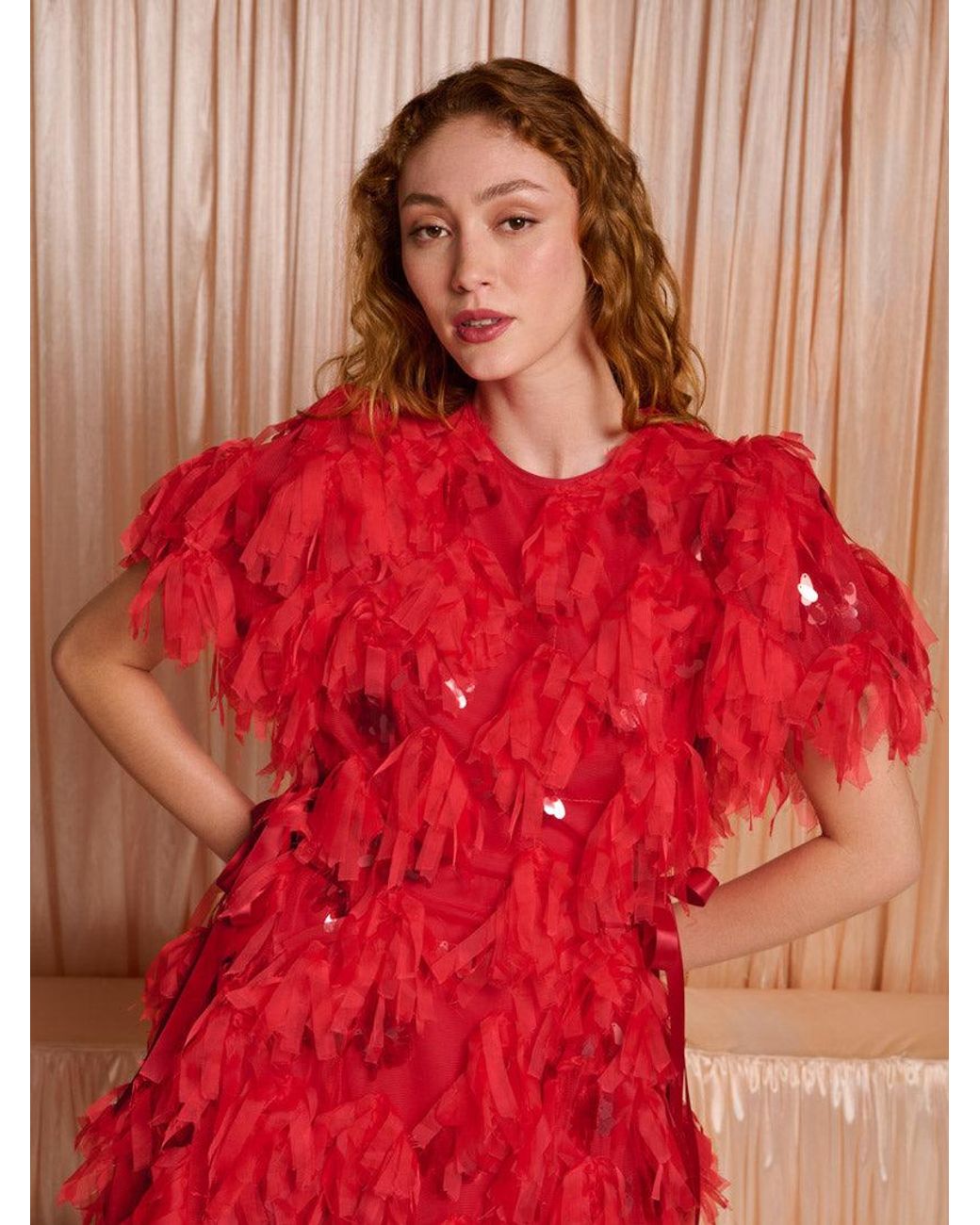 Sister Jane Red Dream Spectacle Texture Mini Dress