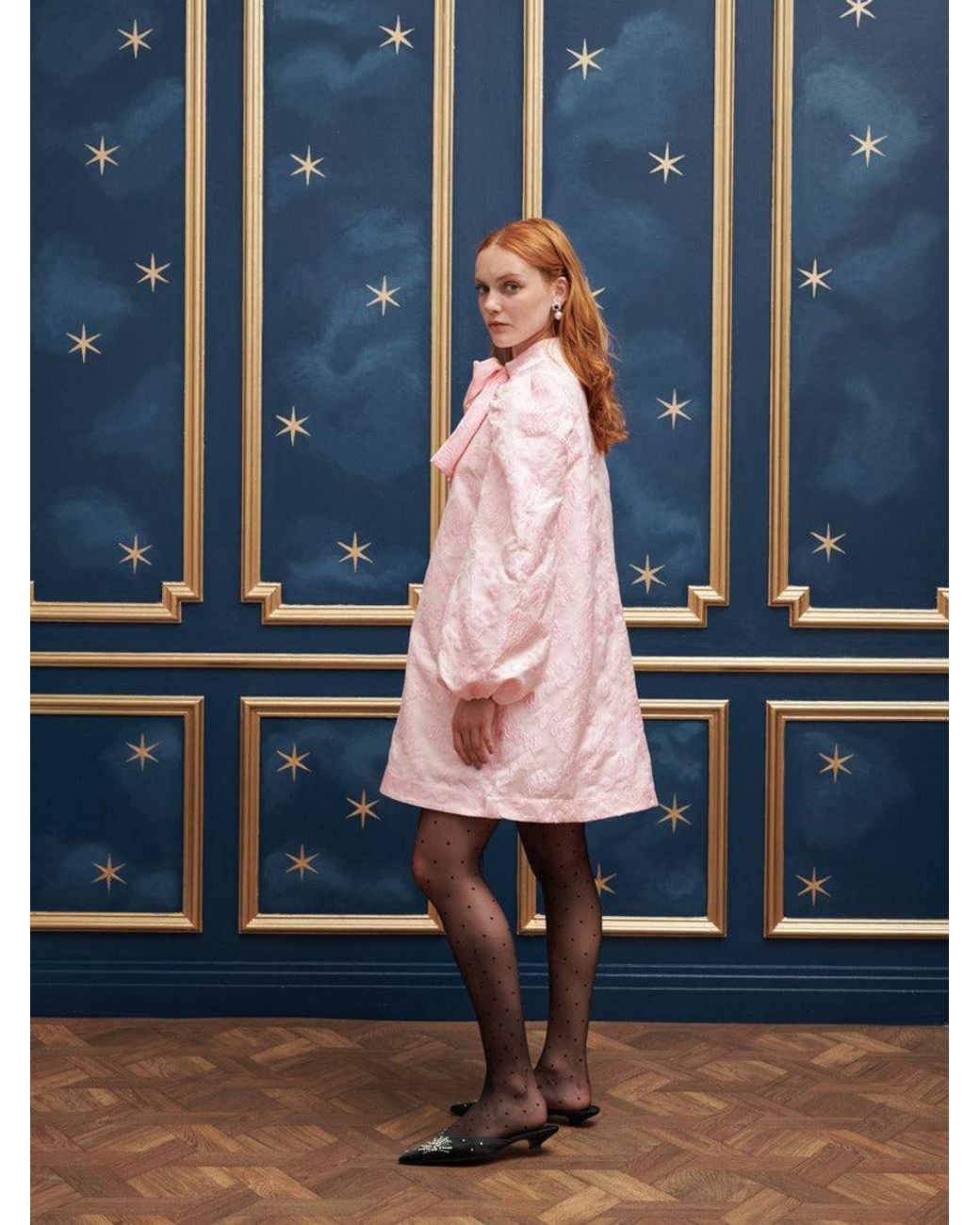 Sister Jane Blue Sparkle Jacquard Bow Dress