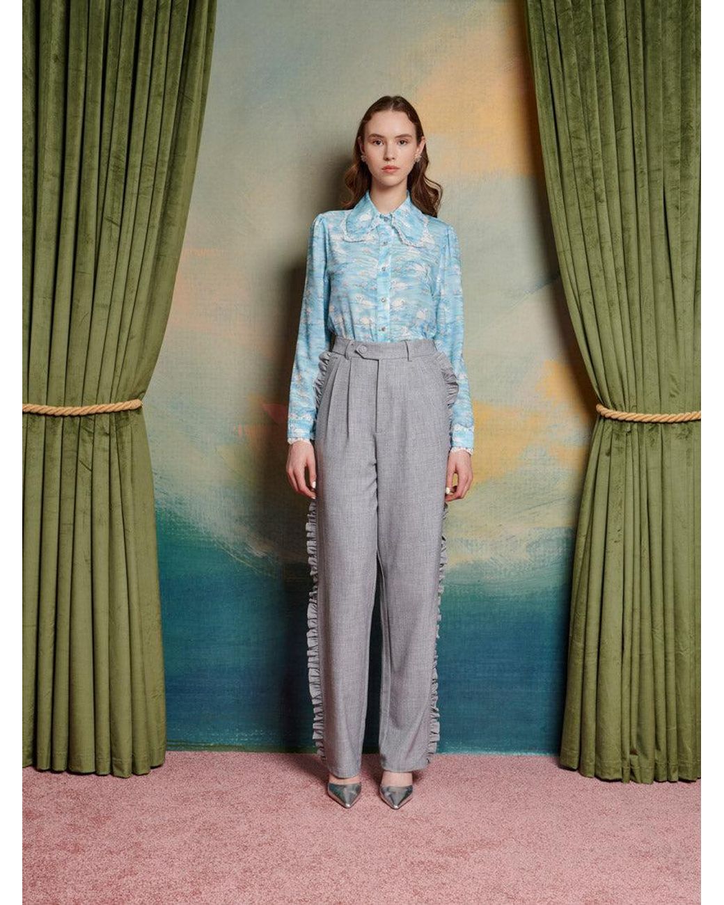 Sister Jane Green Heron Ruffle Trousers