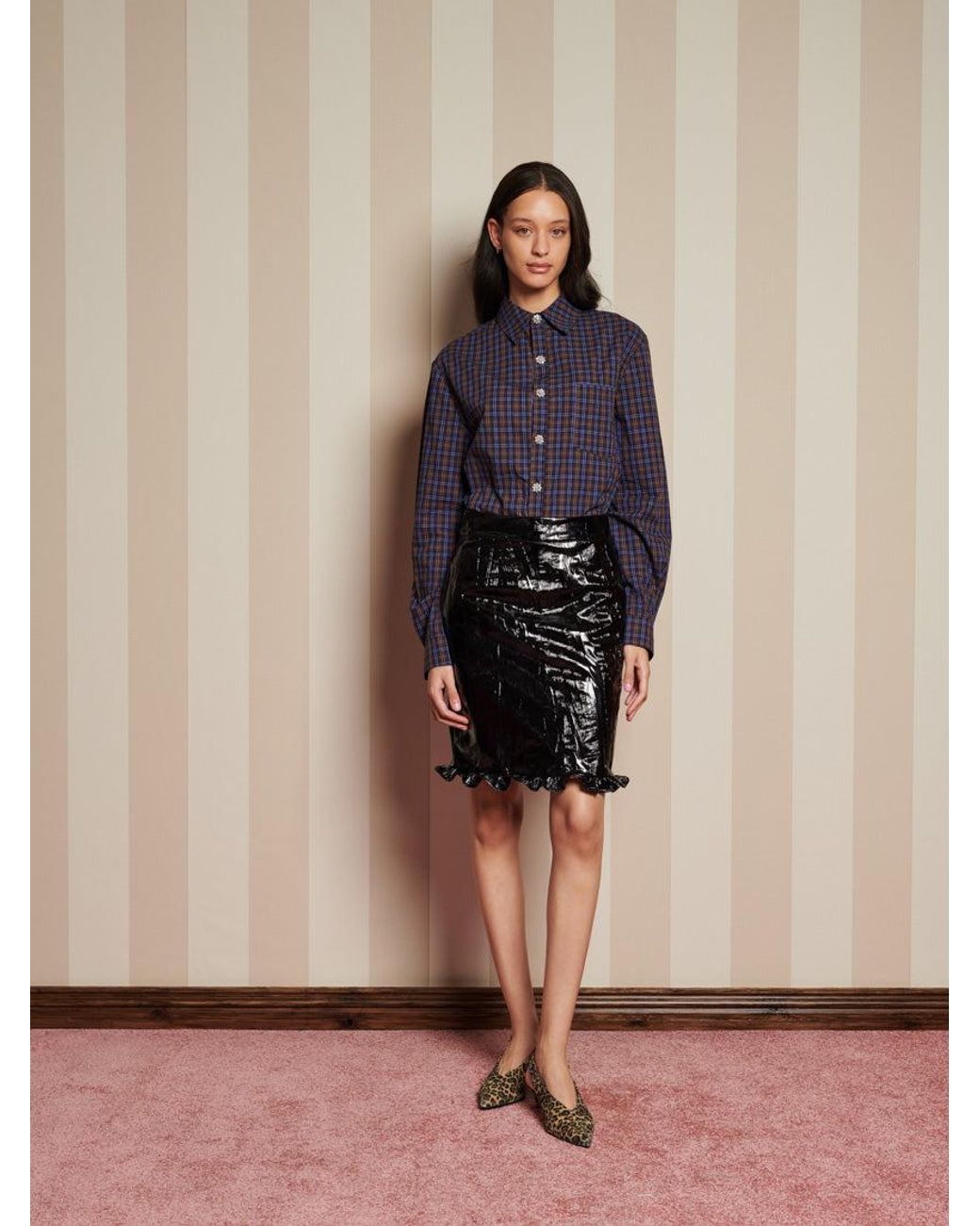 Sister Jane Brown Lunette Pu Midi Skirt