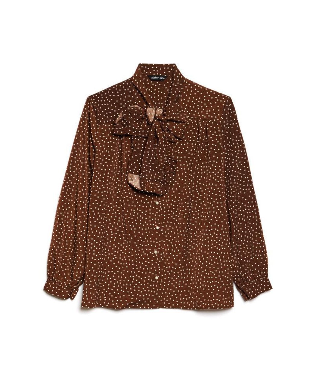 Sister Jane Brown Knick Knack Ruffle Blouse