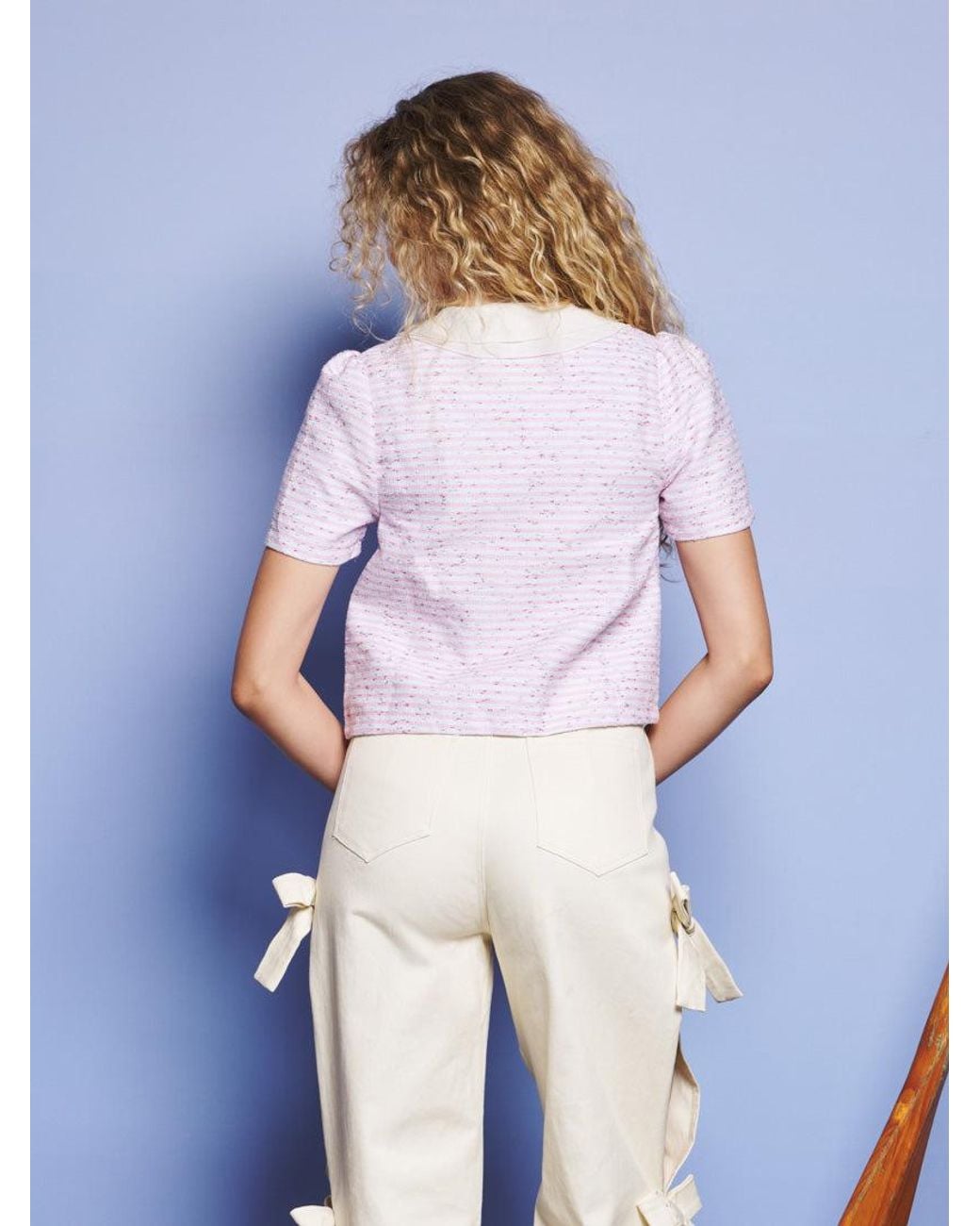 Sister Jane White Glisten Tweed Top