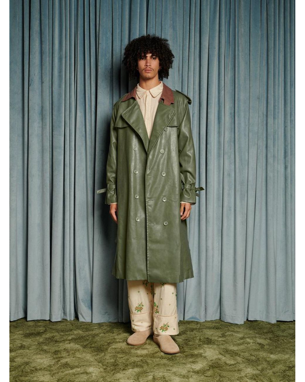 Sister Jane Blue Scout Pu Trench Coat