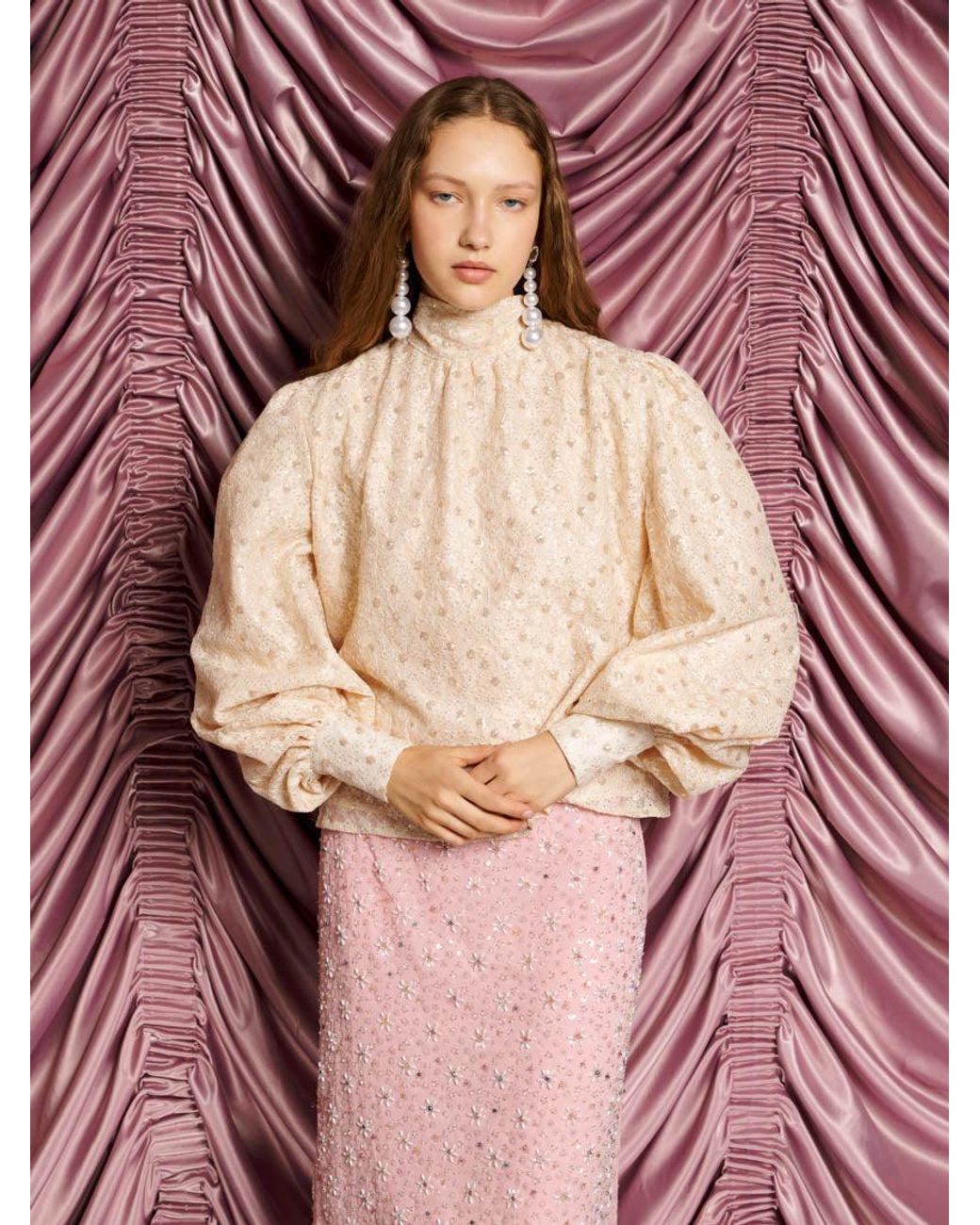 Sister Jane Red Dream Sally Lace Bow Blouse