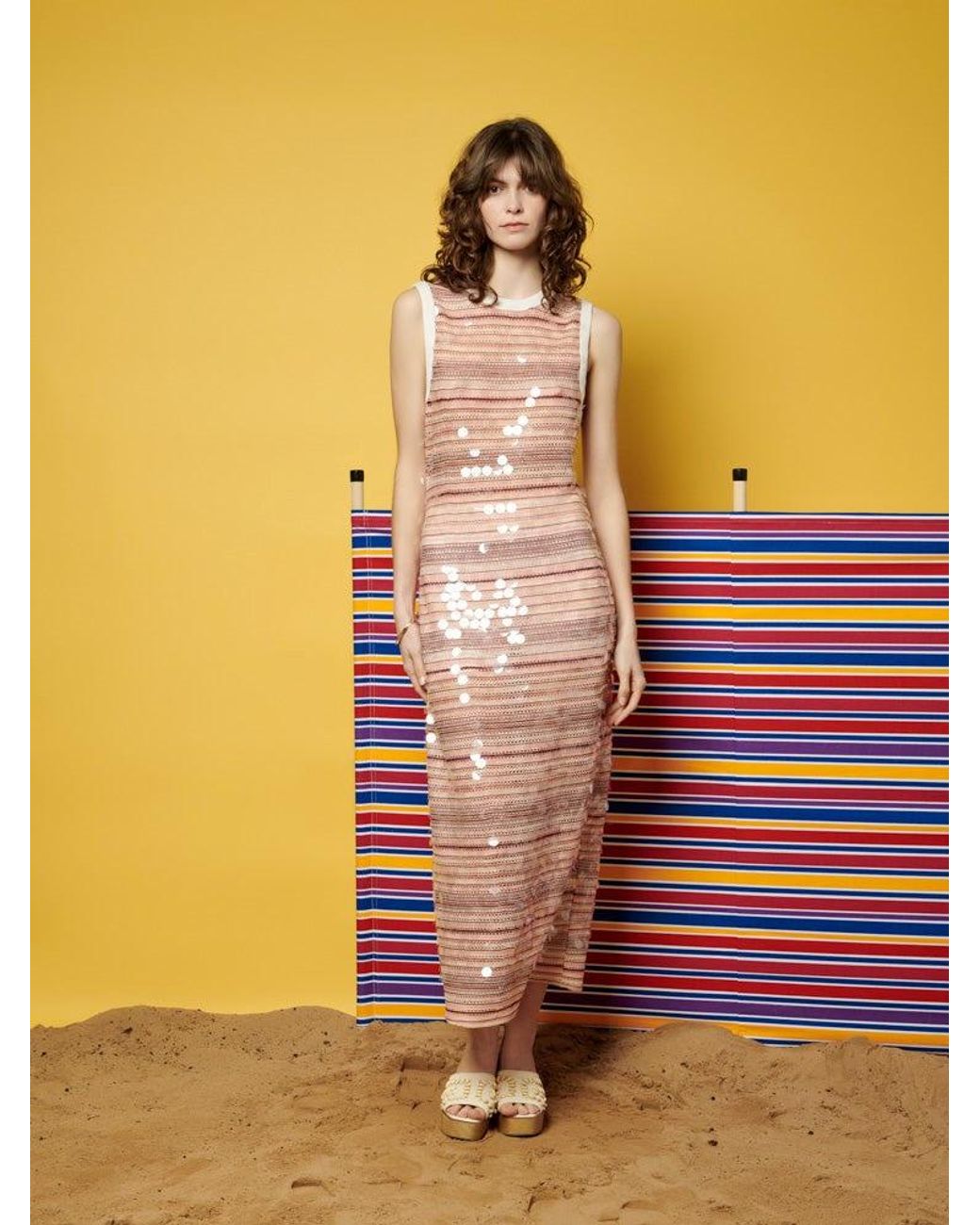 Sister Jane Yellow Ghospell Gloria Sequin Knit Midi Dress