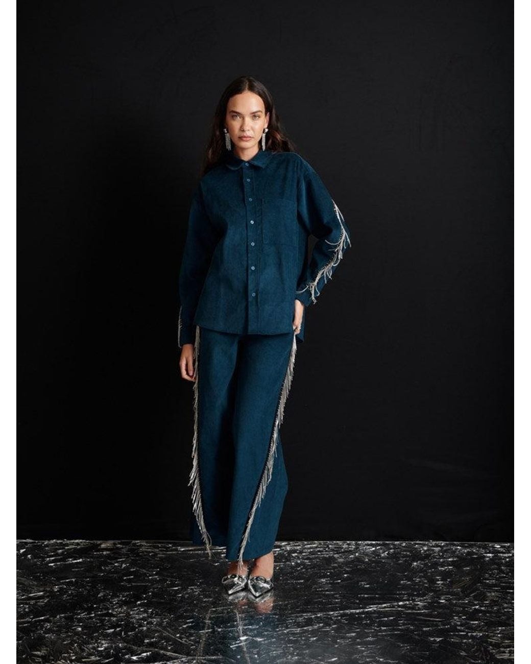 Sister Jane Blue Ghospell Carmen Cord Shirt