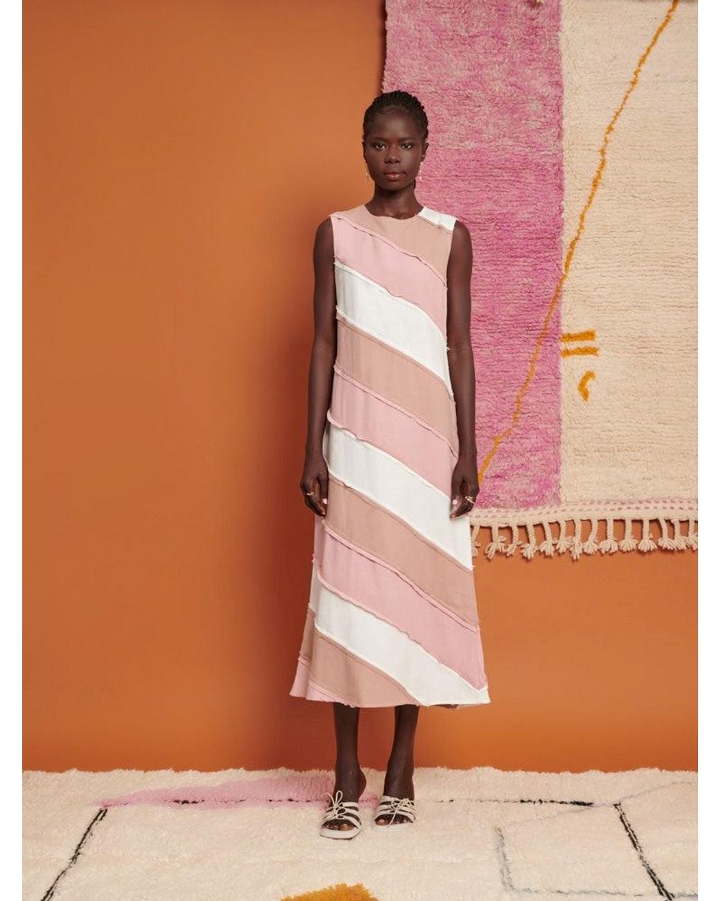 Sister Jane Orange Ghospell Bea Striped Midi Dress