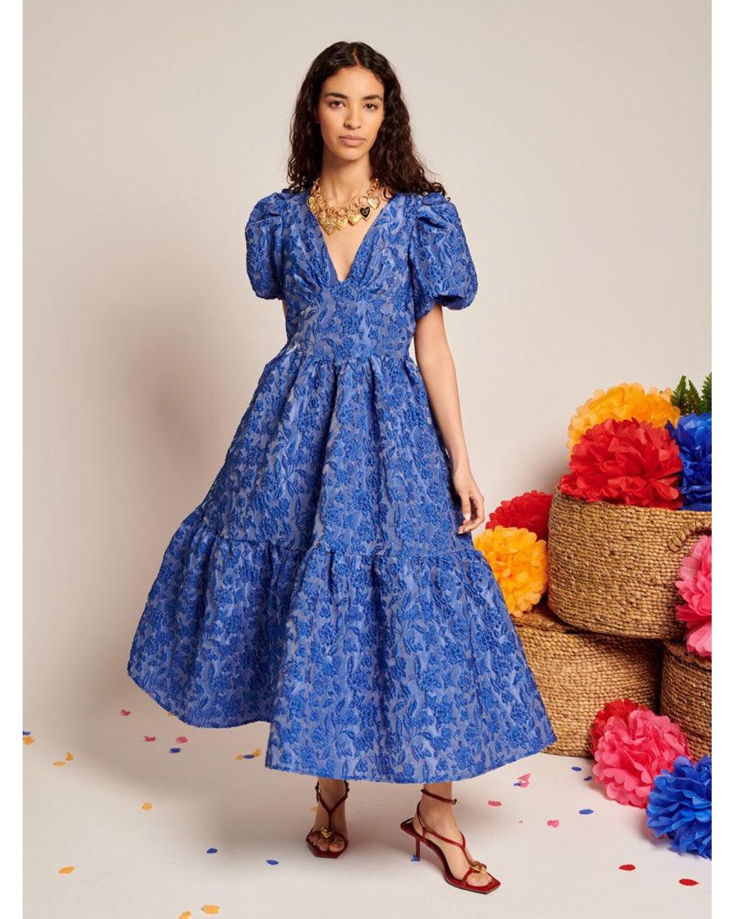 Sister Jane Luna Jacquard Midi Dress in Blue | Lyst