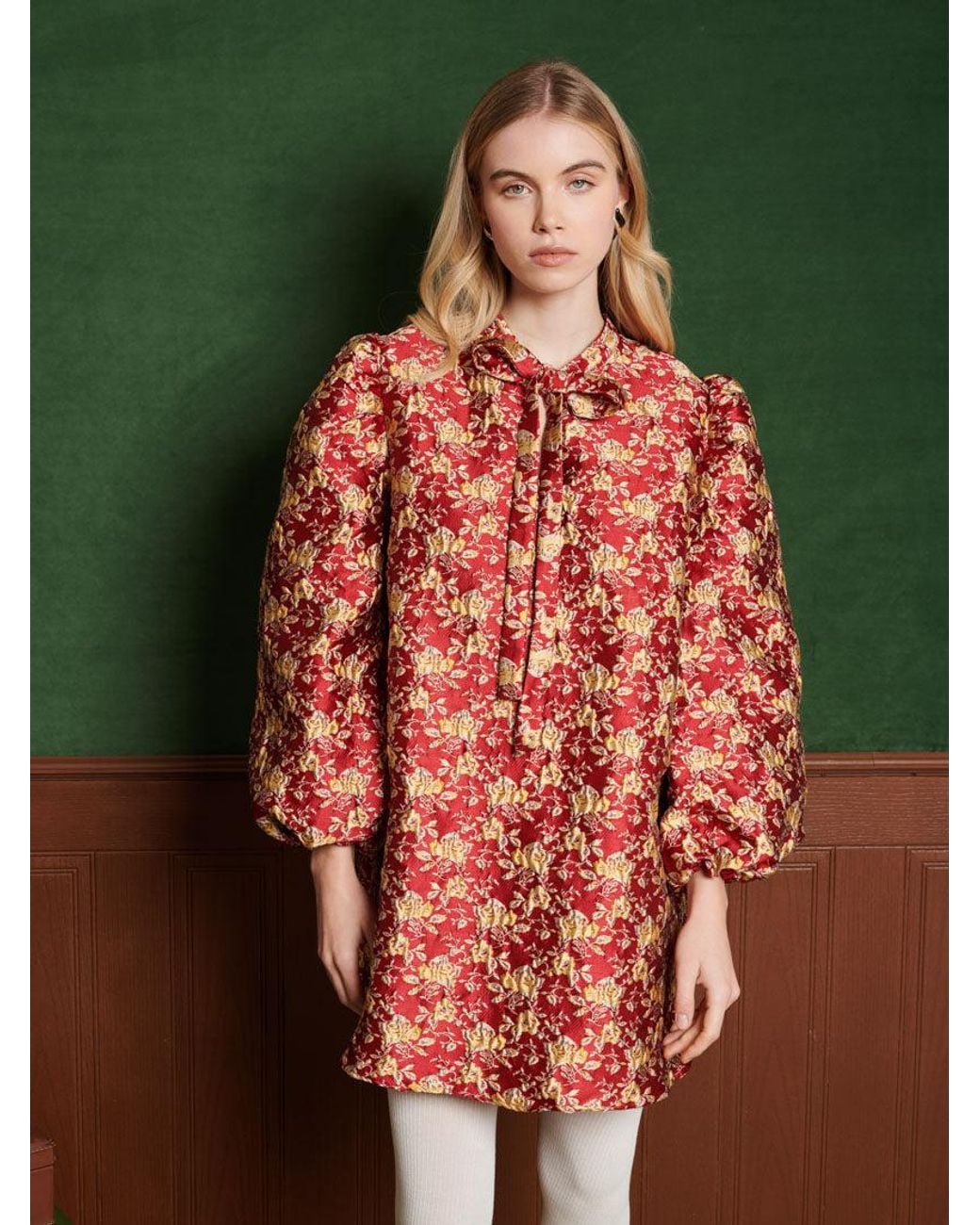 Sister Jane Red Odyssey Jacquard Mini Dress
