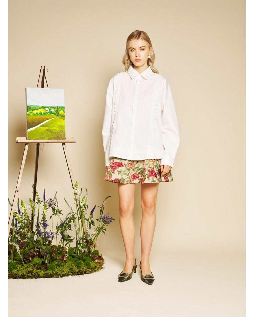 Sister Jane Natural Verdure Trimmed Shirt