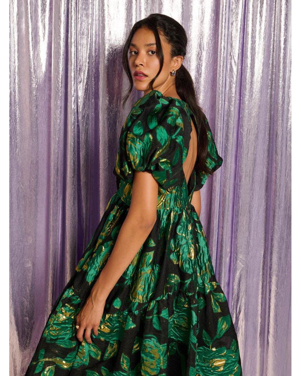 Sister Jane Green Manor Jacquard Midi Dress