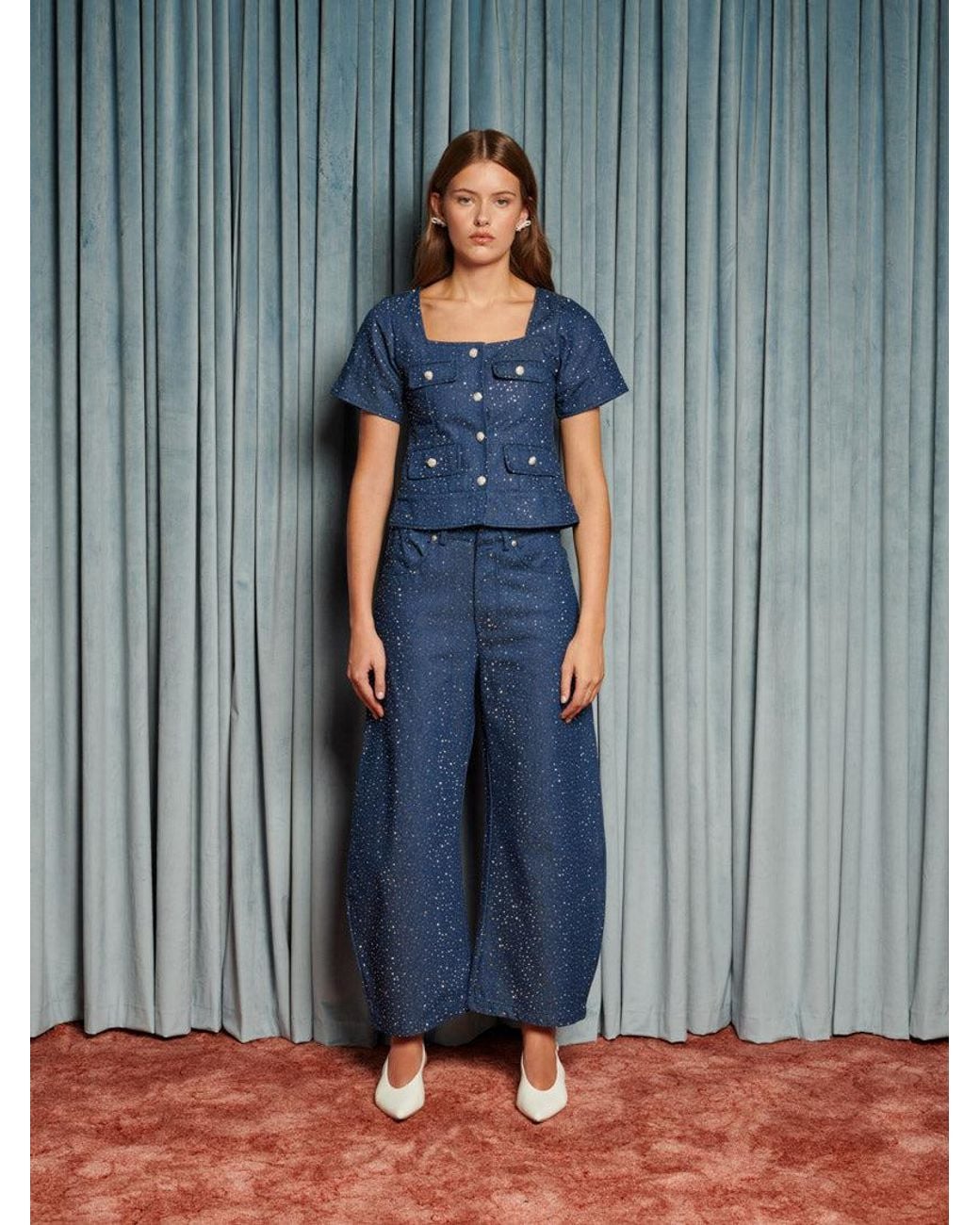 Sister Jane Blue Daze Embellished Denim Top