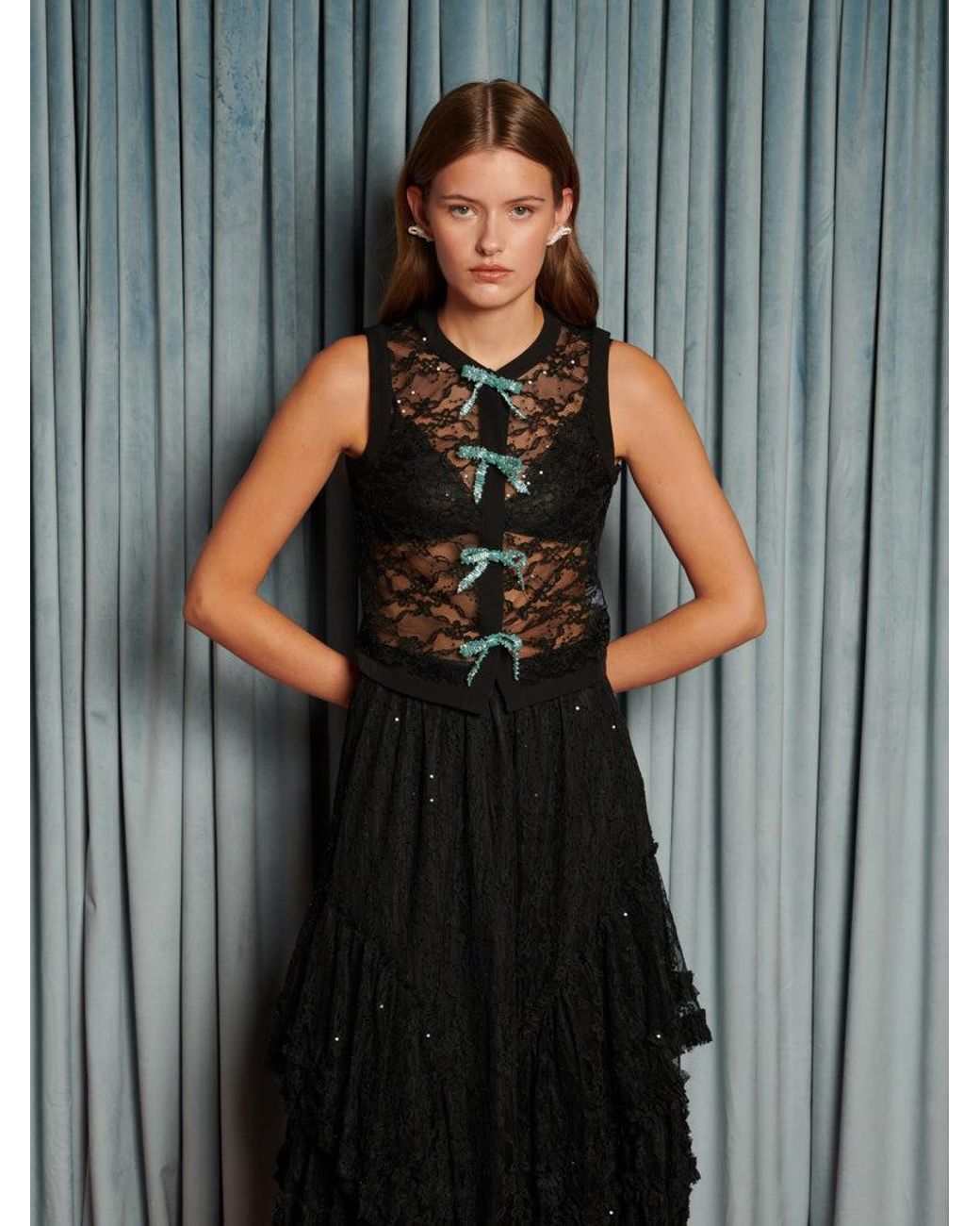 Sister Jane Gray Eclipse Lace Bow Top