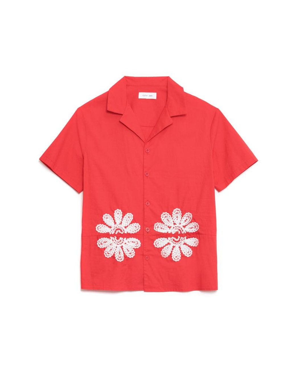 Sister Jane Red Rosario Trimmed Pockets Shirt