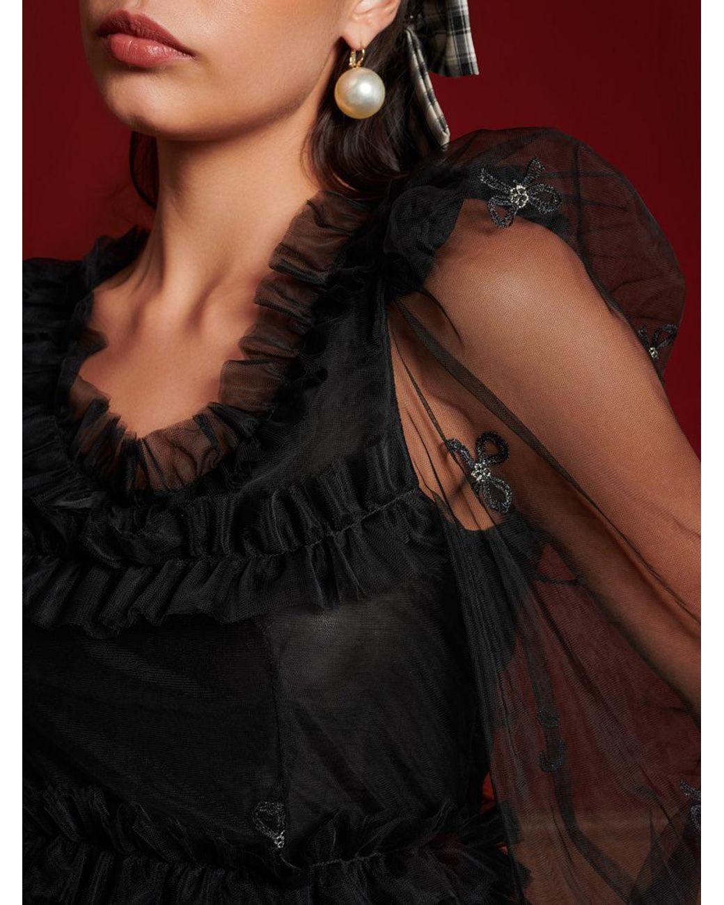 Sister Jane Red Dream Voyage Tulle Top