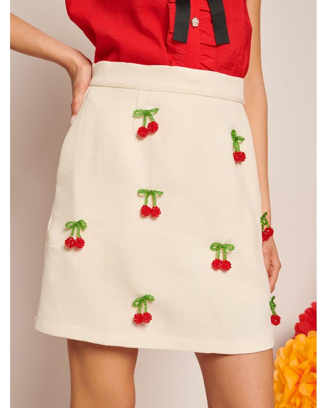 Sister Jane Orange Esperanza Embellished Tweed Mini Skirt
