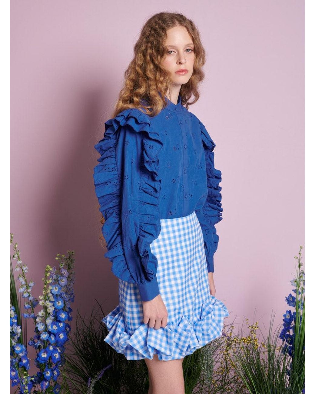 Sister Jane Blue Meadow Sage Ruffle Blouse