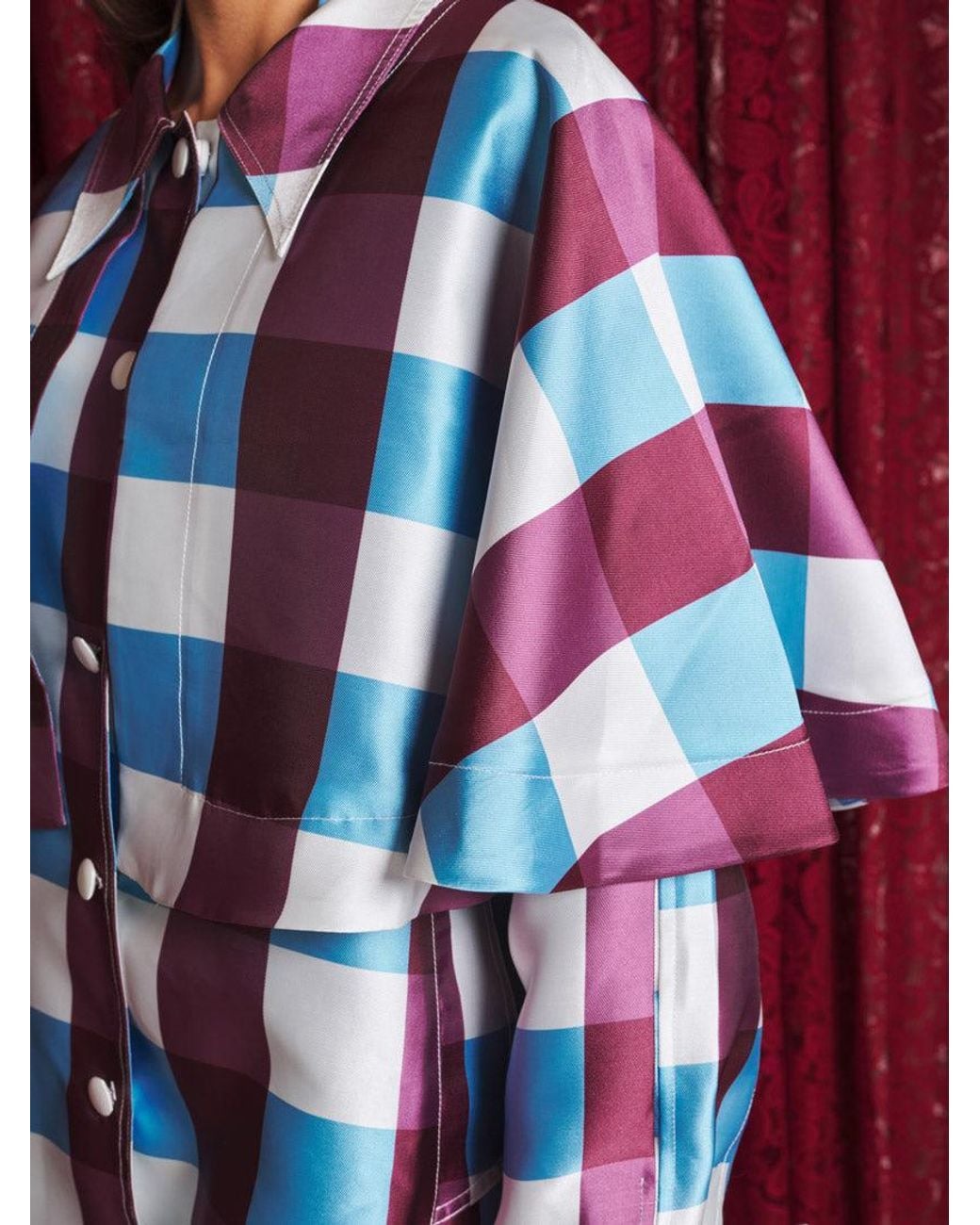 Sister Jane Red Carina Check Cape Coat