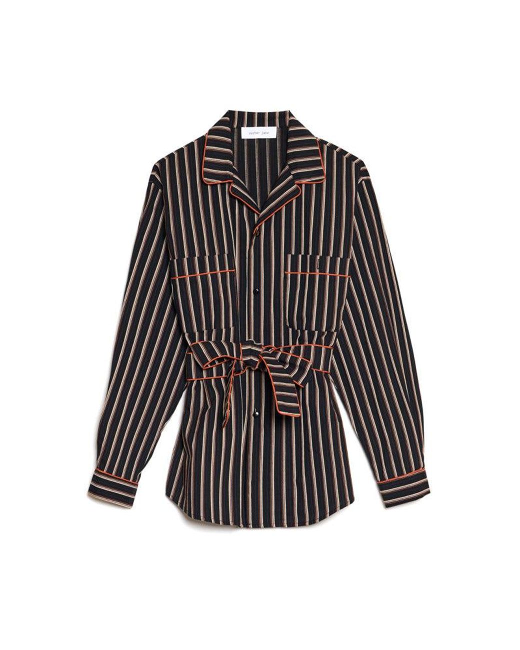 Sister Jane Brown Wisp Stripe Pyjama Shirt