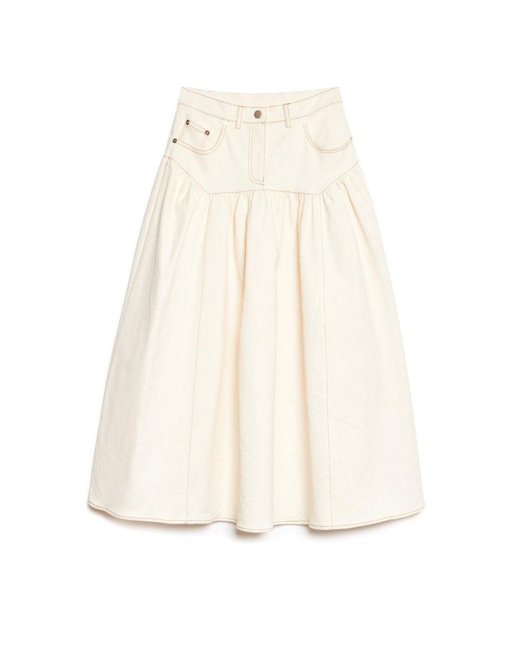 Sister Jane White Ghospell Quincey Drill Midi Skirt